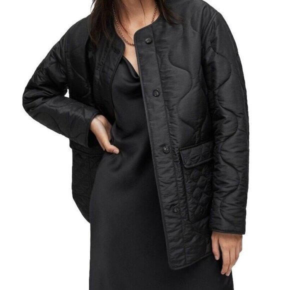 ALLSAINTS Womens 2 Black Foxi Liner Jacket AS354159R Front Button Italian Cloth - Picture 5 of 11